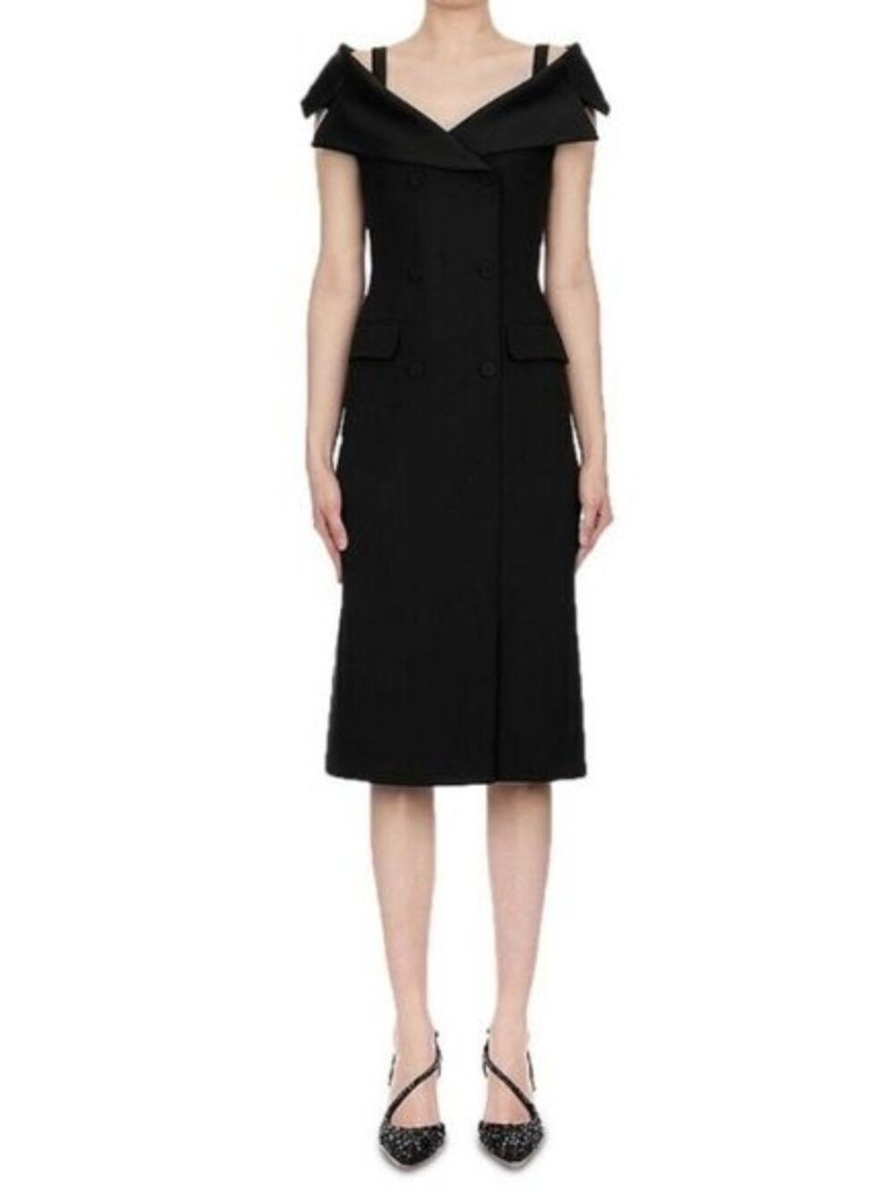 Alberta Ferretti Cold Shoulder Crepe Midi Dress